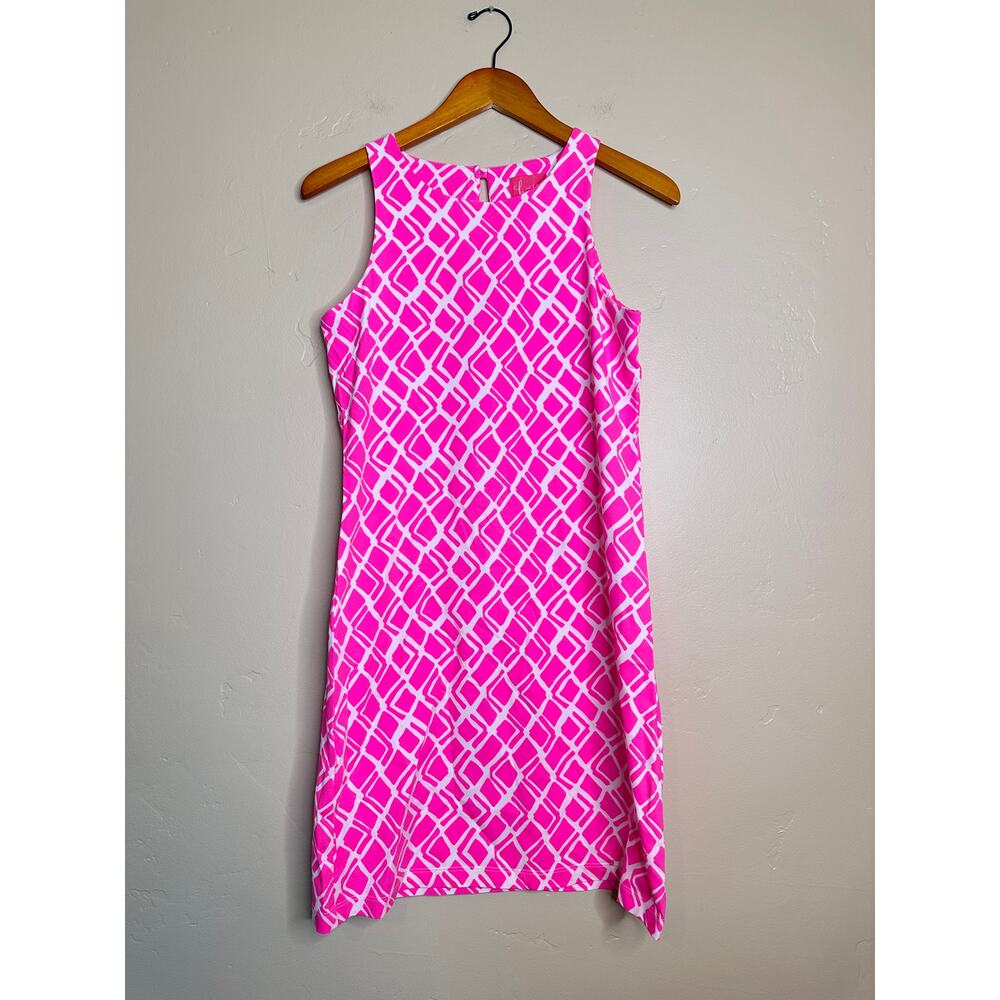 Boutique Britt Pink and White Pattern Summer Shift Dress size XS